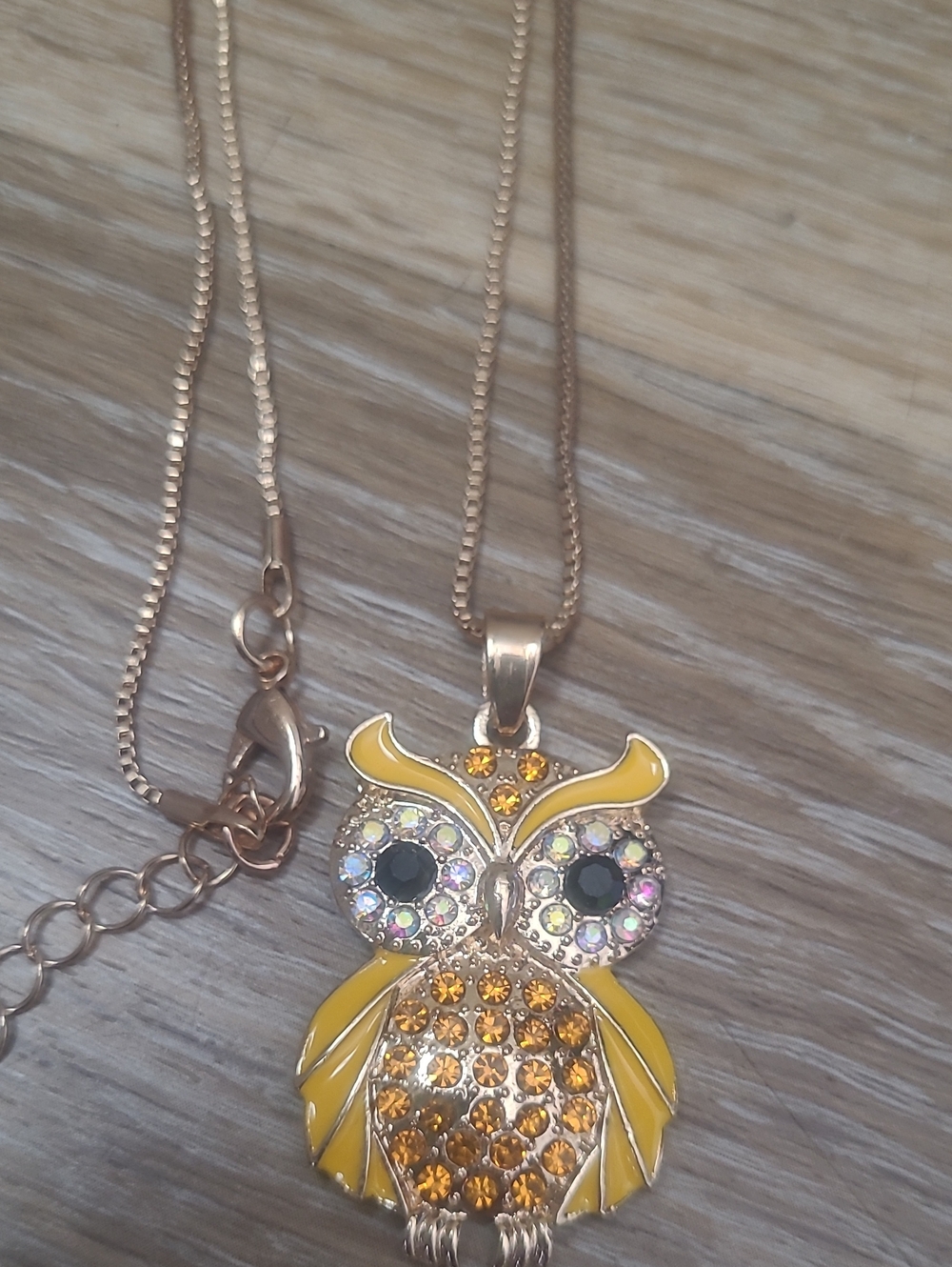 Yellow Crystal Owl Pendant Necklace - Women's Jewelry
